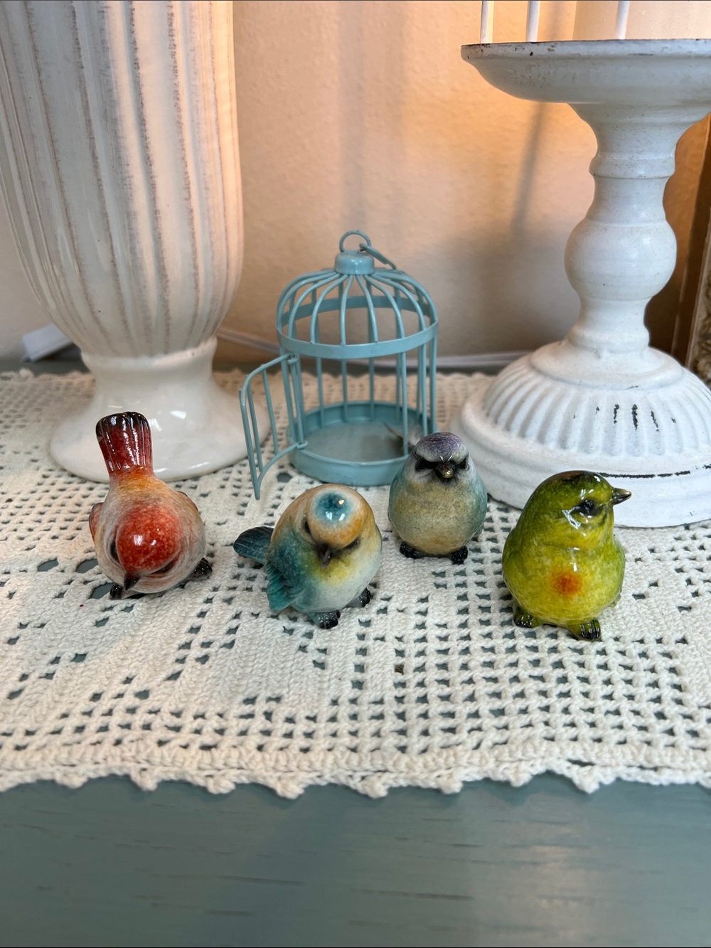 Ceramic Decorative Bird Figurines - Assorted Colors